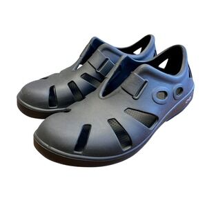 OOFOS OOCandoo‎ Mens Black Recovery Sandals Comfort Shoes Sz 10 AS IS w/ Flaws
